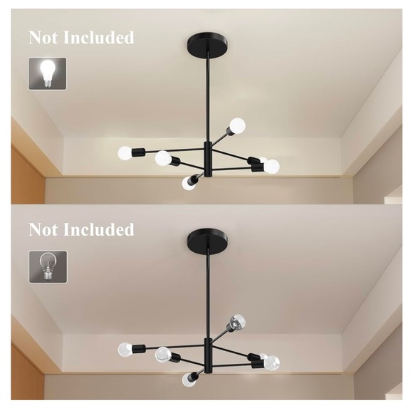 6-Light Sputnik Chandelier, Black Chandeliers Pendant Lighting - Picture 2 of 3